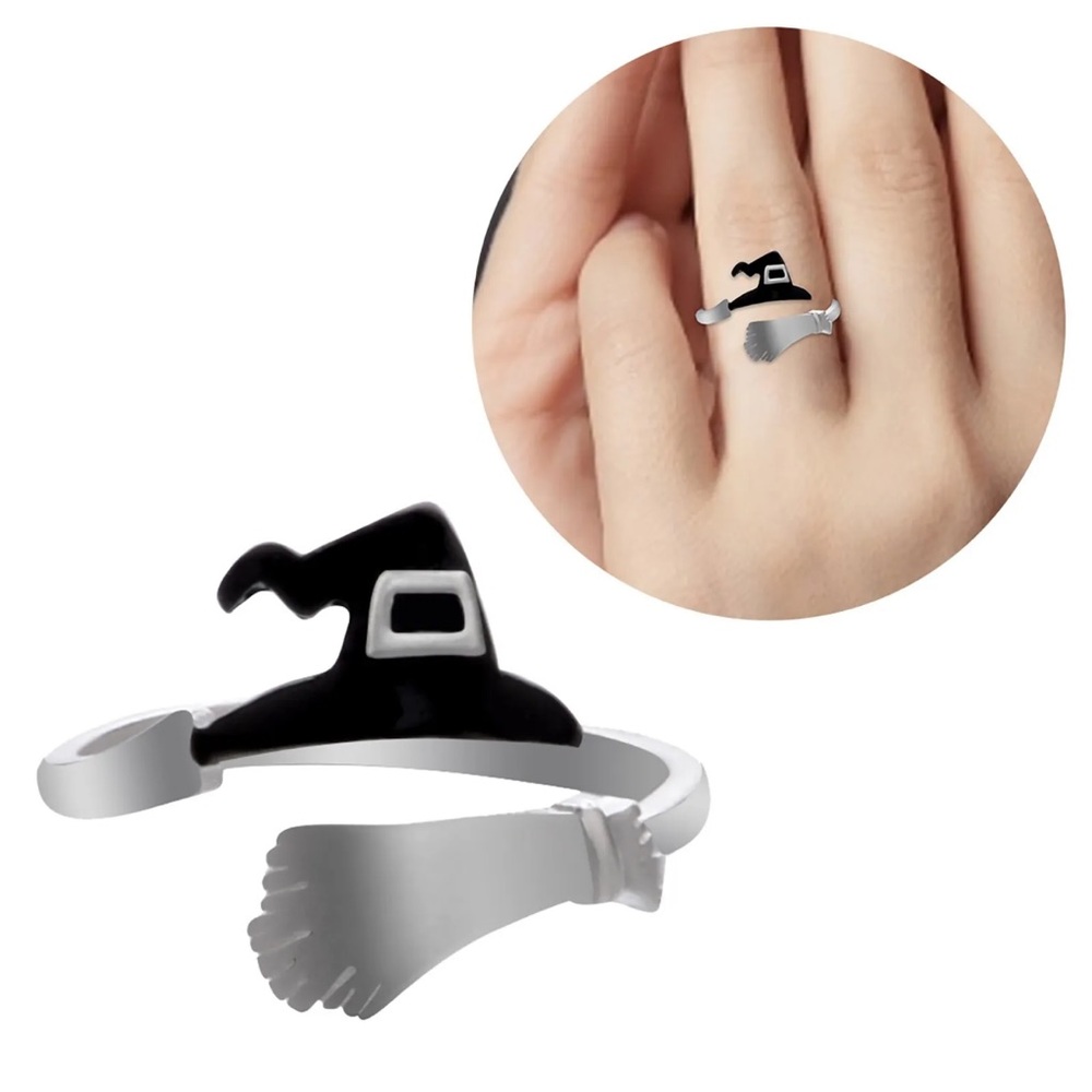 Ghost Witch Finger Ring Alloy Ring Witch Hat Magic Ring Chunky Trendy Rings